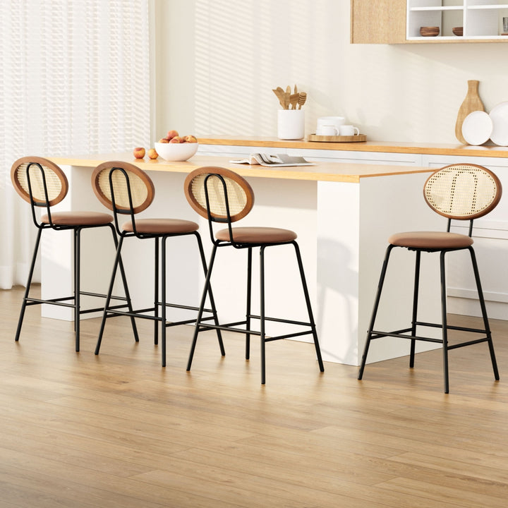 NEW - 4 x Vegan Leather Bar Stools