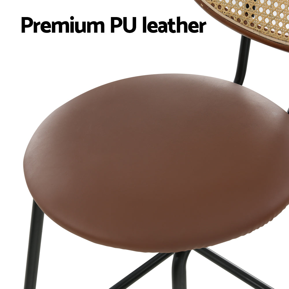 NEW - 4 x Vegan Leather Bar Stools