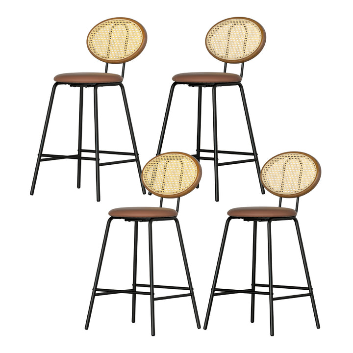 NEW - 4 x Vegan Leather Bar Stools