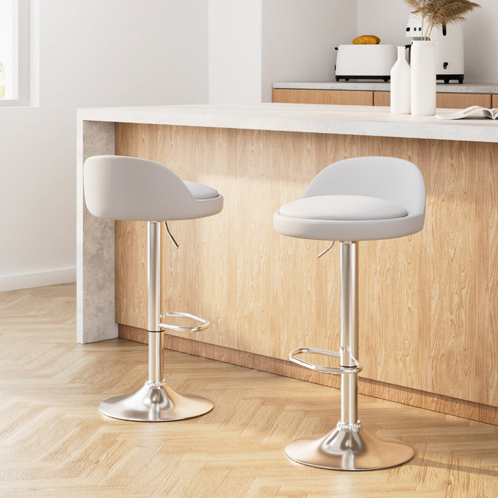 Sale! 2x Bar Stools PU Leather Gas Lift White