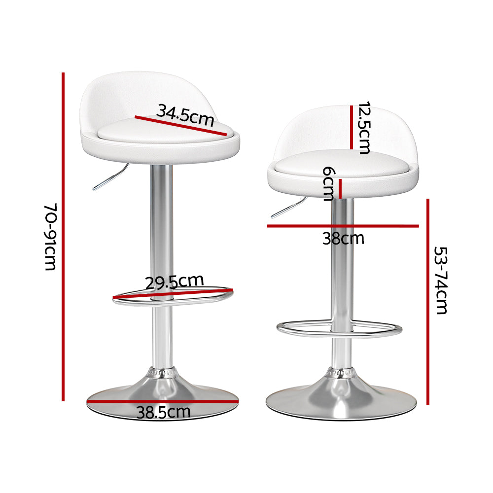 Sale! 2x Bar Stools PU Leather Gas Lift White