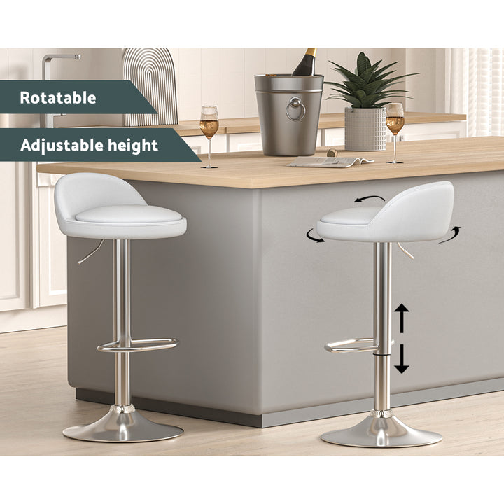 Sale! 2x Bar Stools PU Leather Gas Lift White