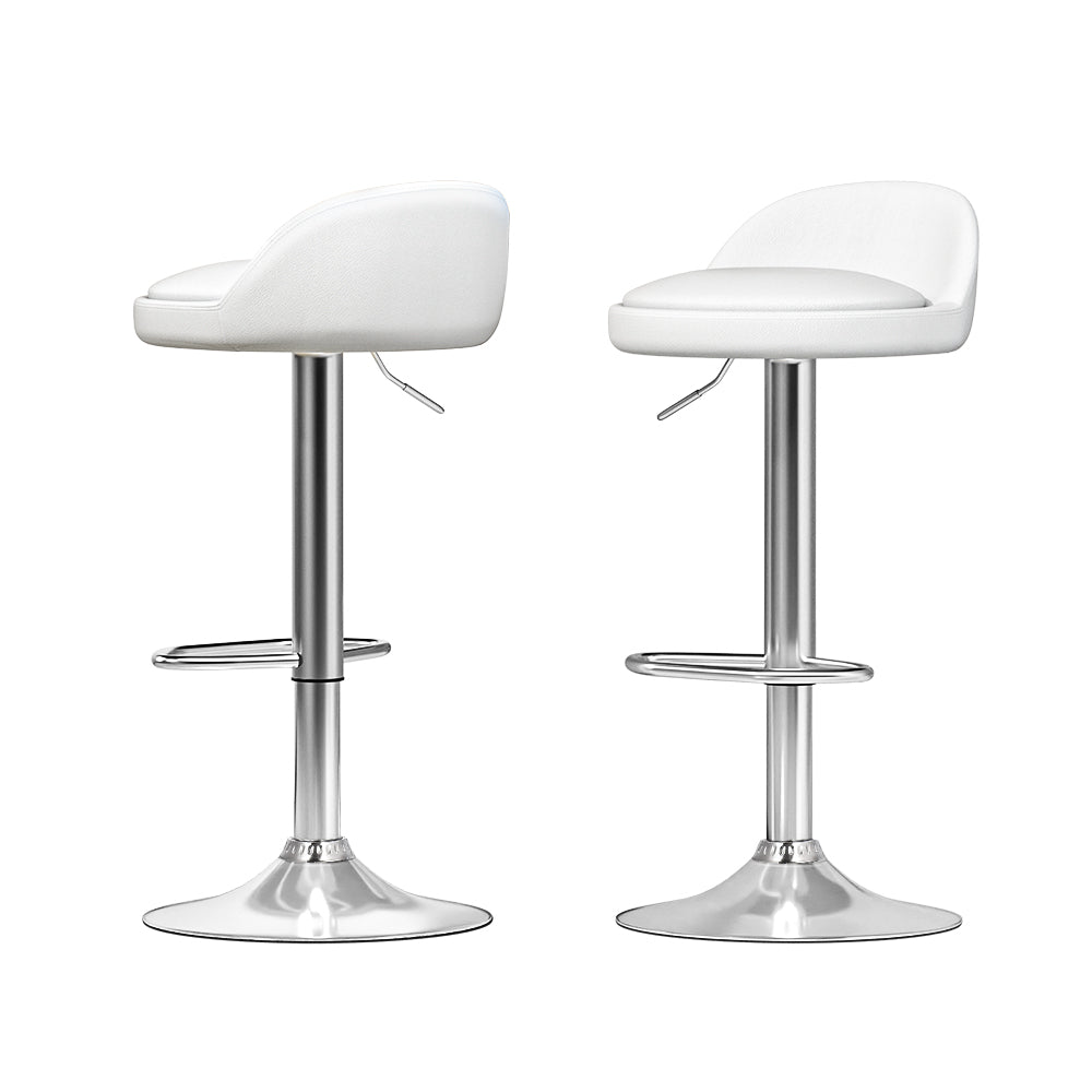 Sale! 2x Bar Stools PU Leather Gas Lift White