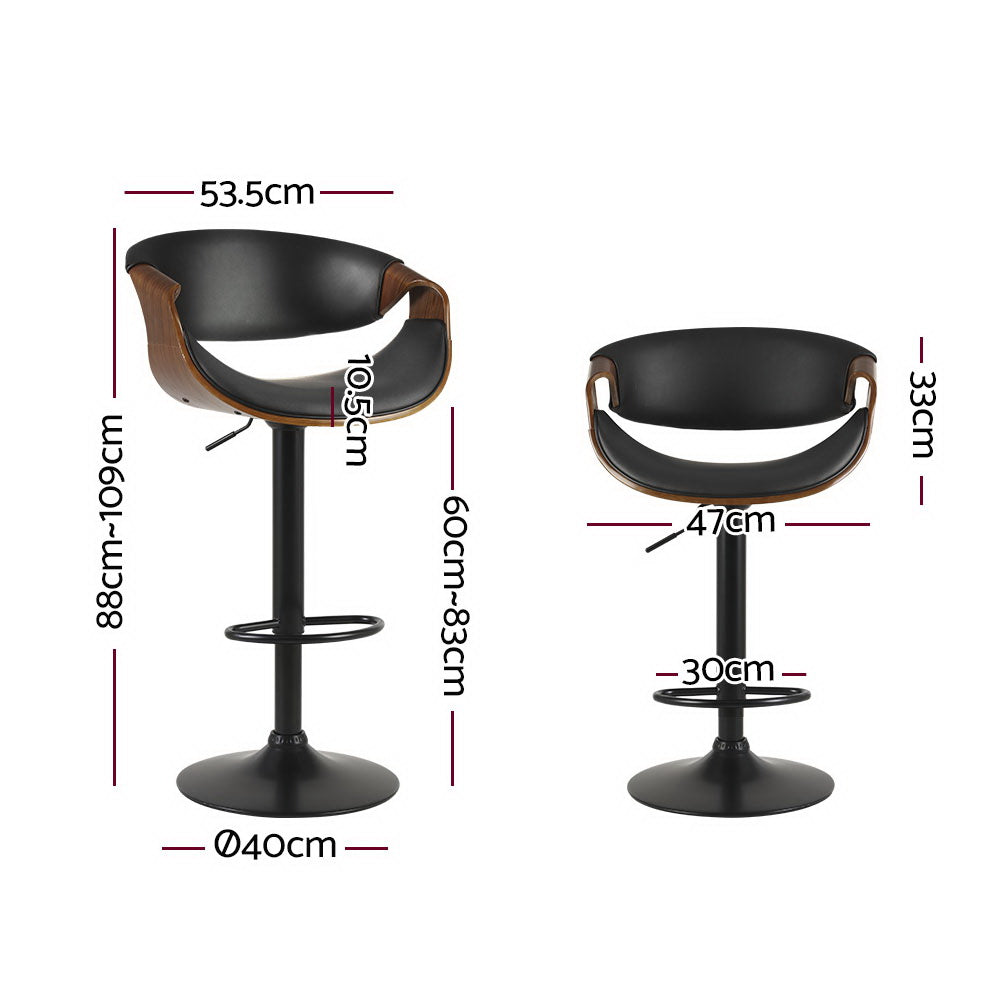 Bar Stool Leather-w/Armrest- Gas Lift Black