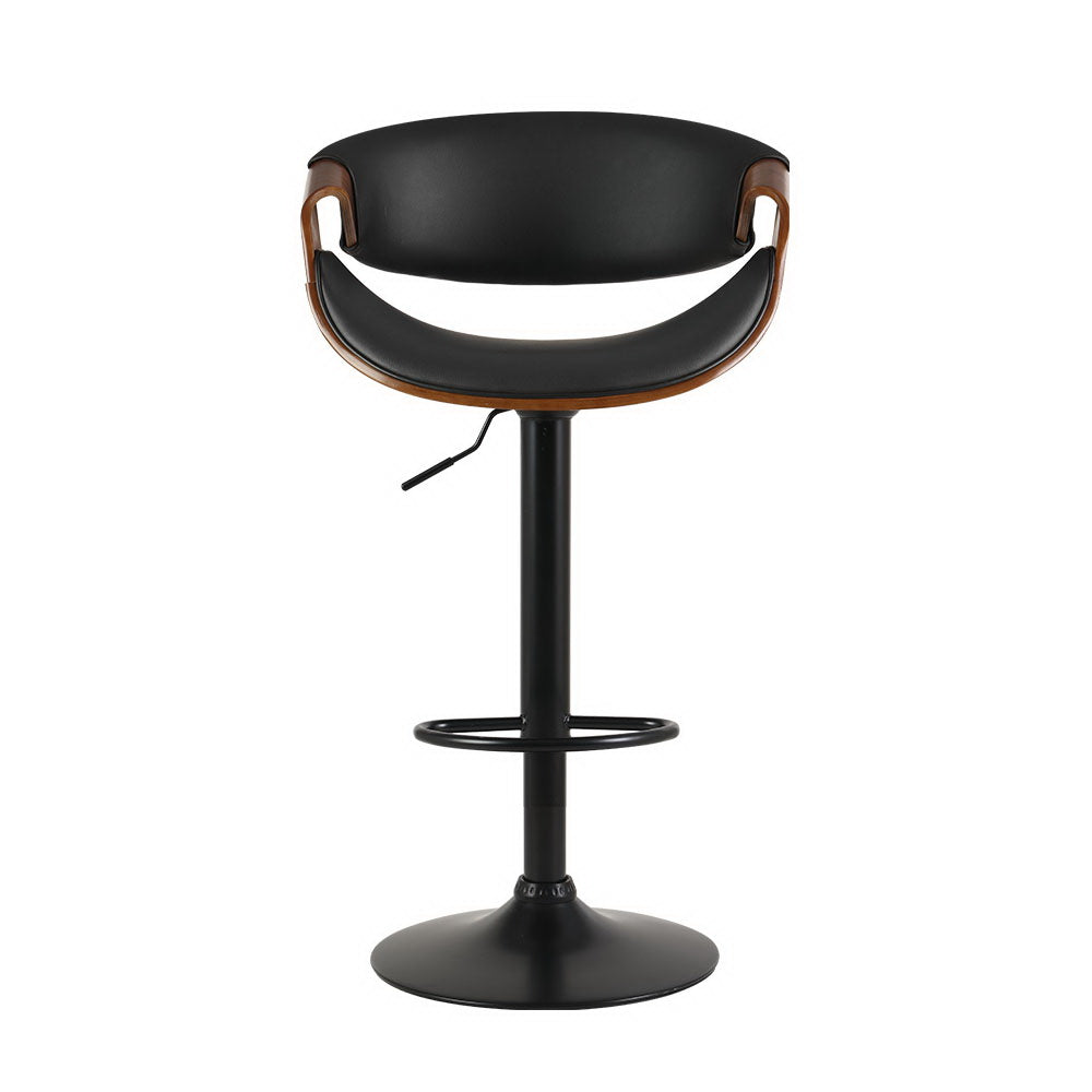Bar Stool Leather-w/Armrest- Gas Lift Black