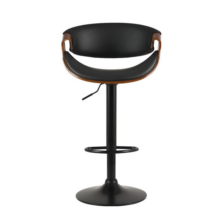 Bar Stool Leather-w/Armrest- Gas Lift Black