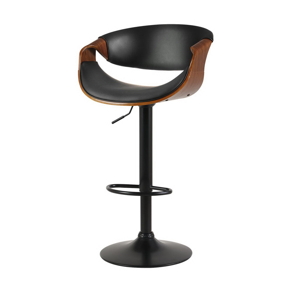 Bar Stool Leather-w/Armrest- Gas Lift Black