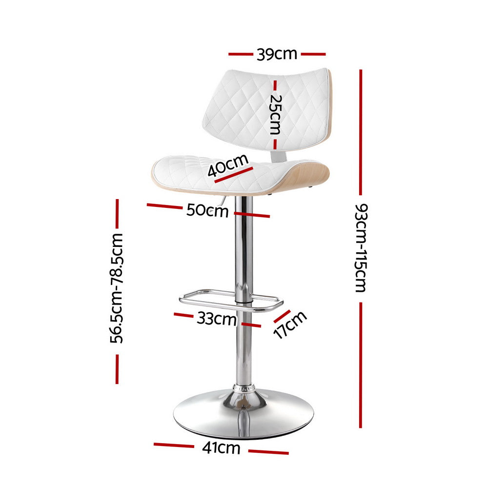 NEW -  4 x Leather & Timber Gas Lift Bar Stools