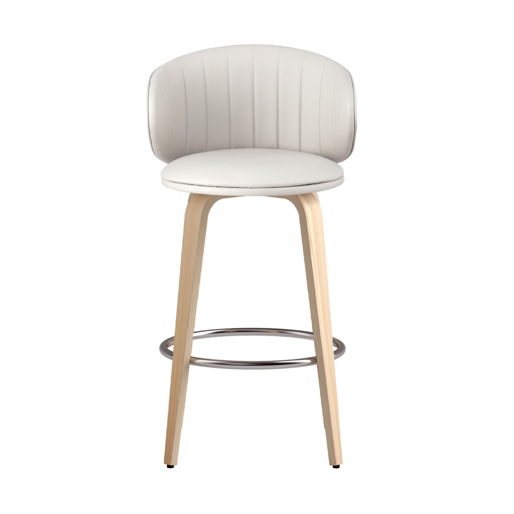 2x Artiss Bar Stools Dining Chairs Contoured Leather Wood Stool