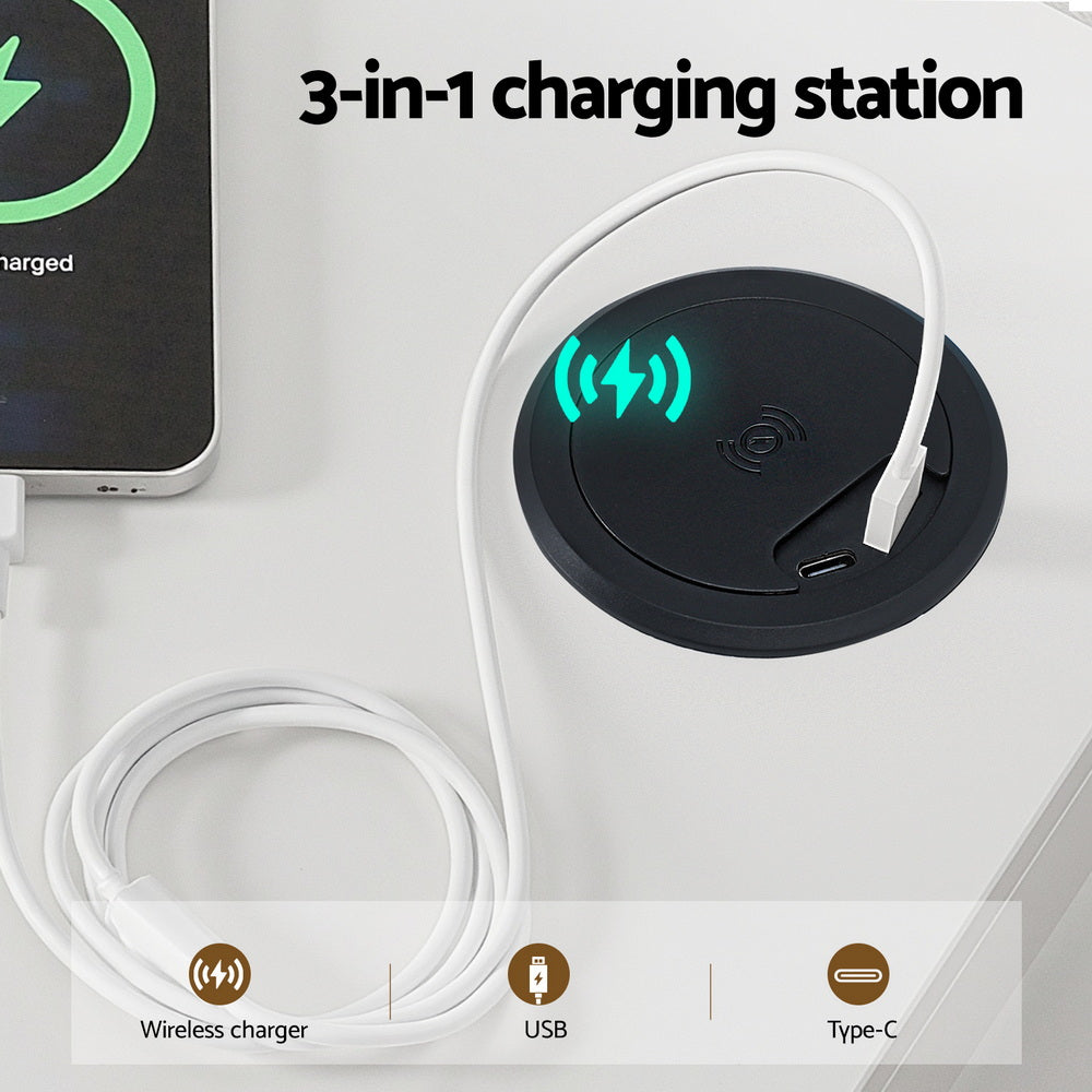 White Buffet Sideboard Cabinet LED Clear Door Kitchen Storage Drawers White