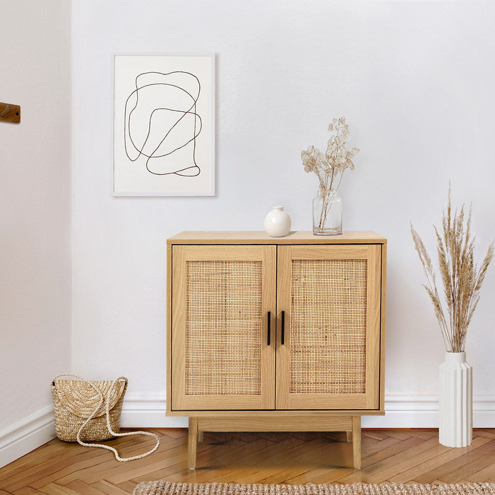 Artiss Rattan Buffet Sideboard 2 Doors - BRIONY Oak