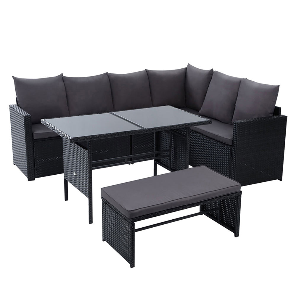 8 Seater Outdoor Furniture Dining Setting Sofa Set Lounge Wicker Black