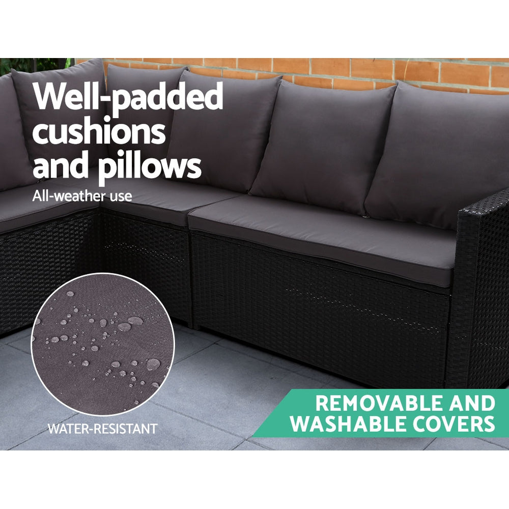 8 Seater Outdoor Furniture Dining Setting Sofa Set Lounge Wicker Black