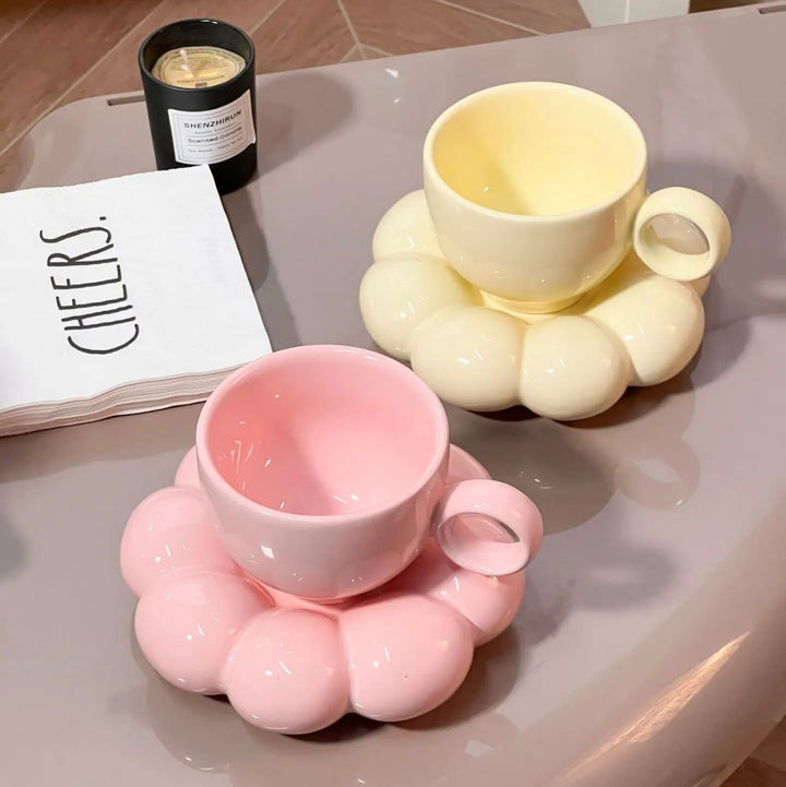 Cloud 200ml Ceramic Coffee/Tea Cup With Saucer | 5 Colours