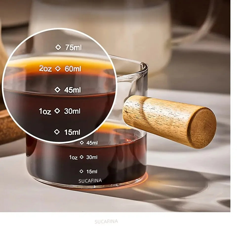 Wooden Handle Expresso Double & Single Measuring Cup