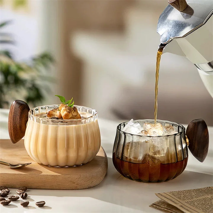 American Heat-Resistant Glass Coffee Mug With Wooden Handle