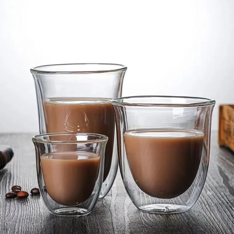 High Borosilicate double layer Glass Heat Insulation Coffee Tea Cup