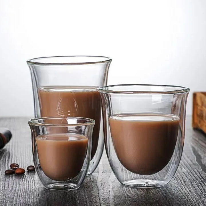 High Borosilicate double layer Glass Heat Insulation Coffee Tea Cup