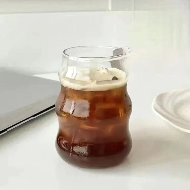 Cloud Coffee Glass Cups with Glass Straws