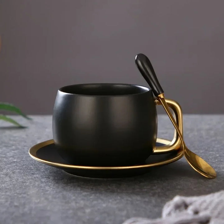 American Gradient Black Frosted Ceramic Coffee - Tea Cup