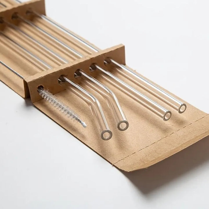 Heat Resistant Glass Straws with Brush - Set of 5
