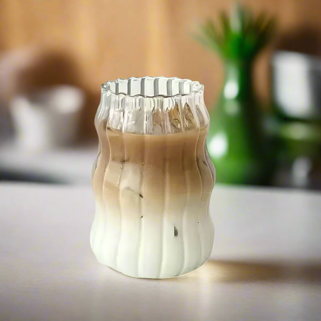 Cloud Coffee Glass Cups with Glass Straws