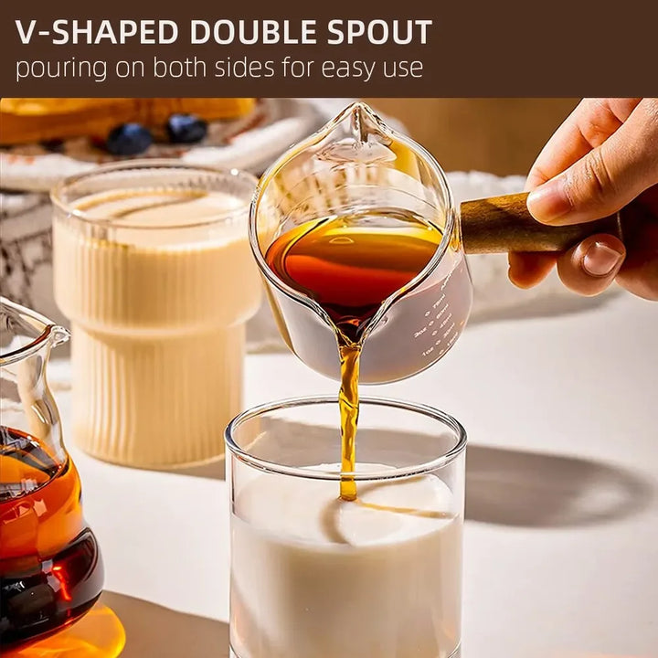 Wooden Handle Expresso Double & Single Measuring Cup