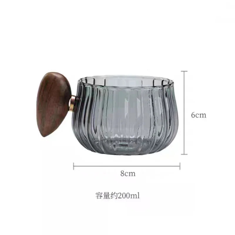 American Heat-Resistant Glass Coffee Mug With Wooden Handle