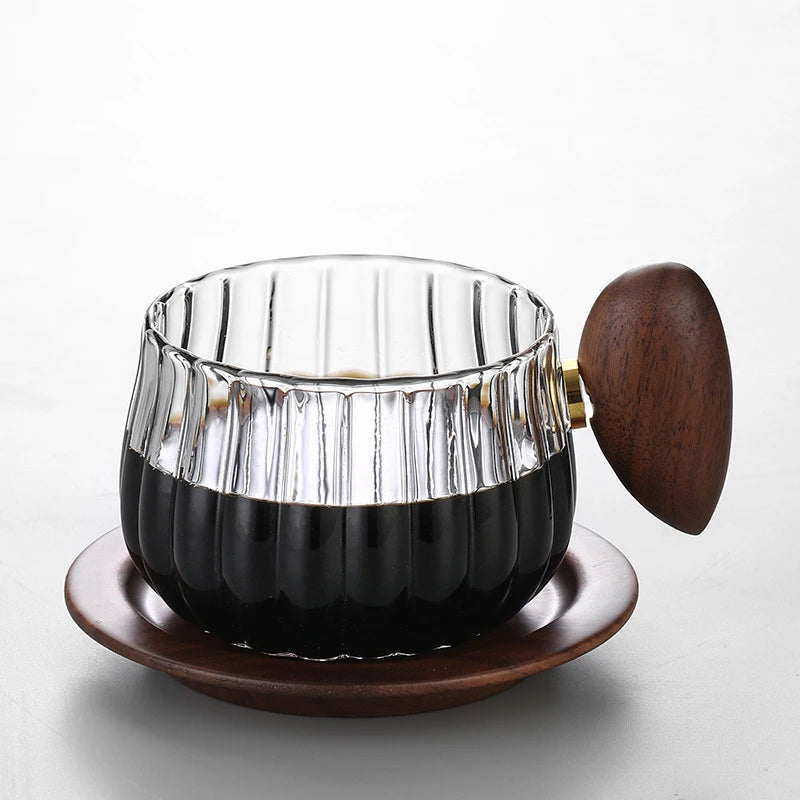 American Heat-Resistant Glass Coffee Mug With Wooden Handle