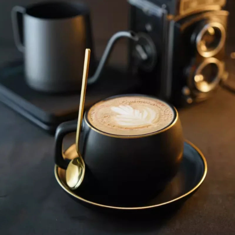 American Gradient Black Frosted Ceramic Coffee - Tea Cup