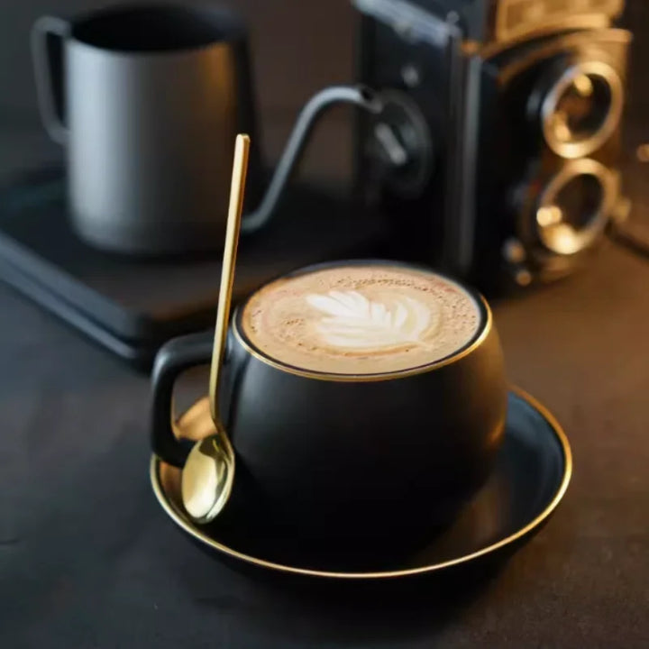 American Gradient Black Frosted Ceramic Coffee - Tea Cup