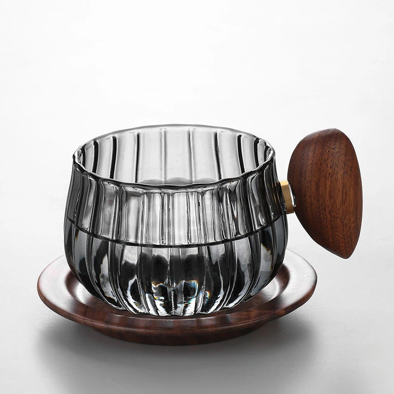 American Heat-Resistant Glass Coffee Mug With Wooden Handle