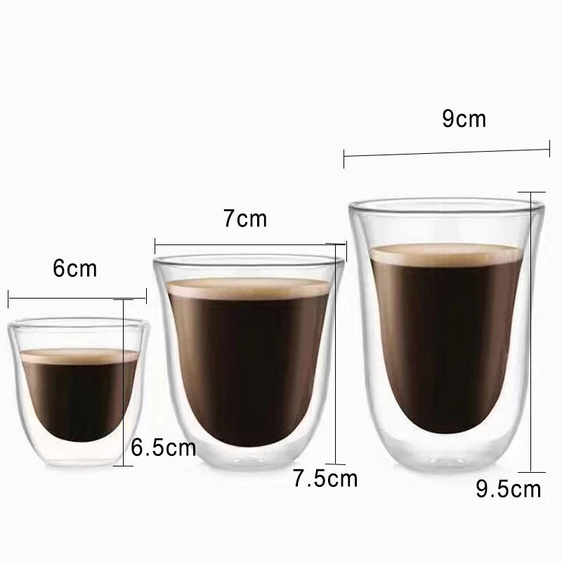High Borosilicate double layer Glass Heat Insulation Coffee Tea Cup