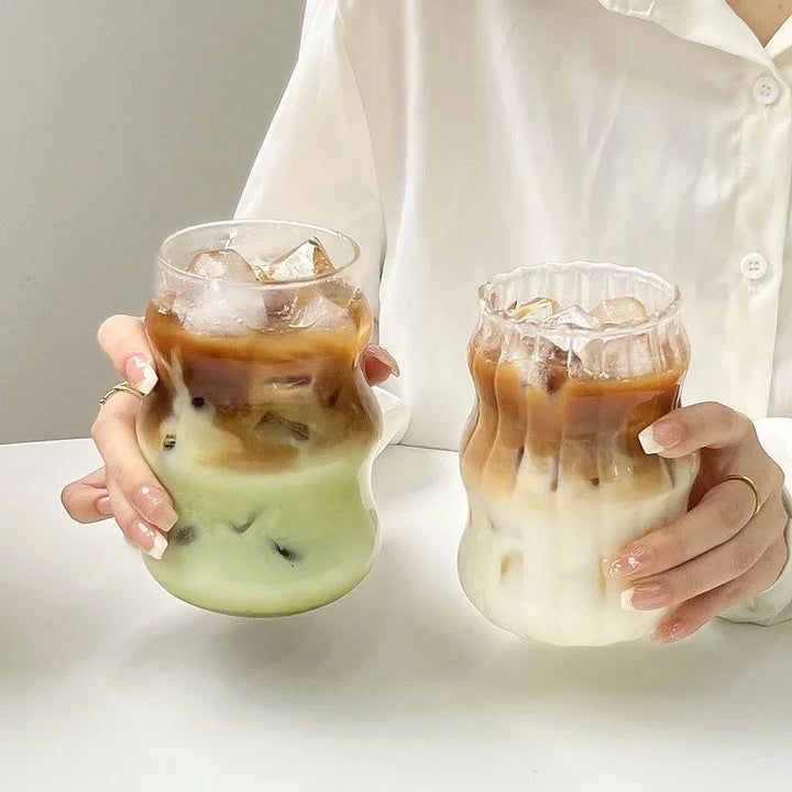 Cloud Coffee Glass Cups with Glass Straws