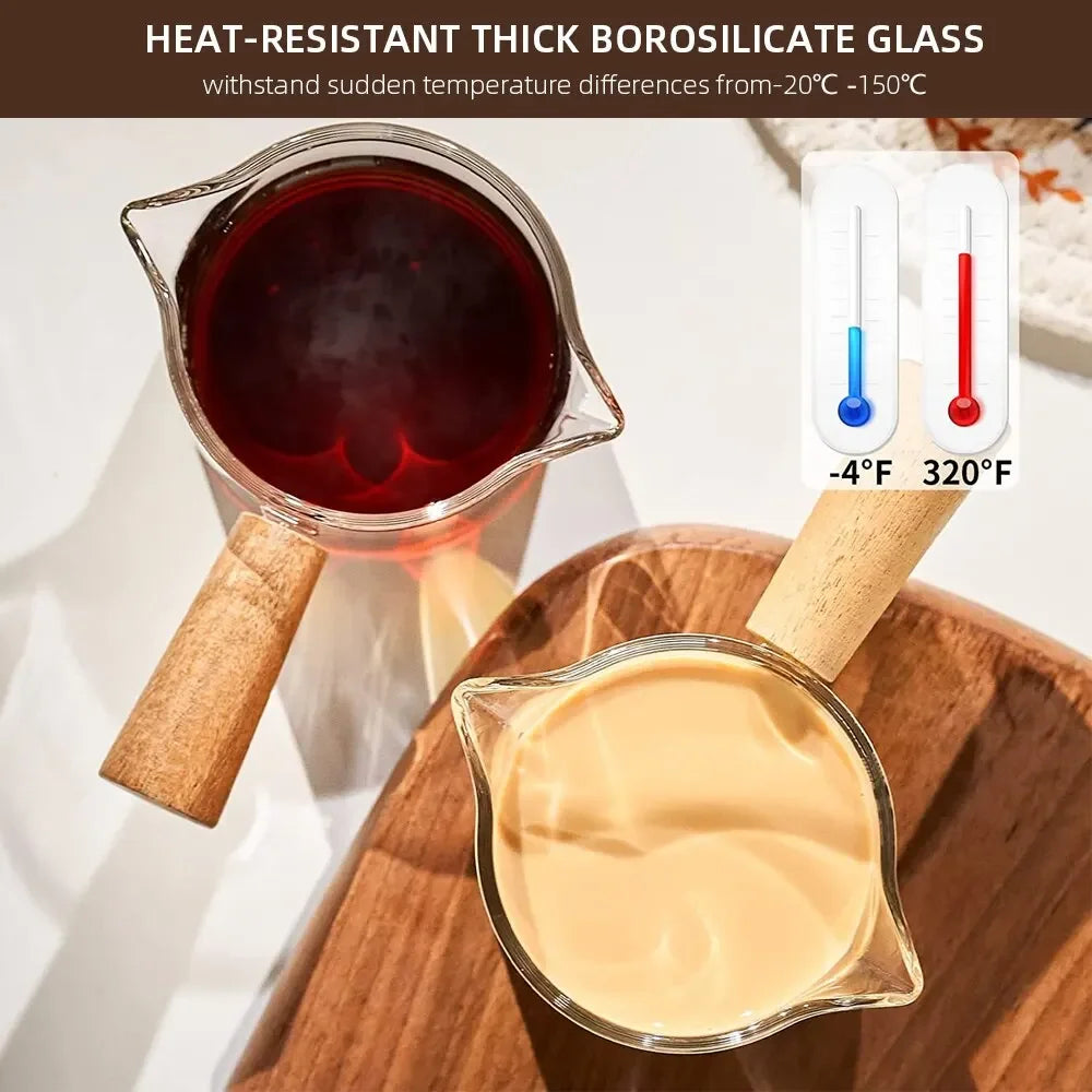 Wooden Handle Expresso Double & Single Measuring Cup