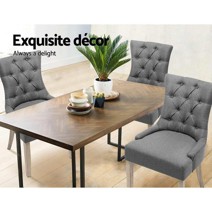 Artiss Set of 2 Dining Chair CAYES French Provincial  Wooden Fabric Retro Cafe