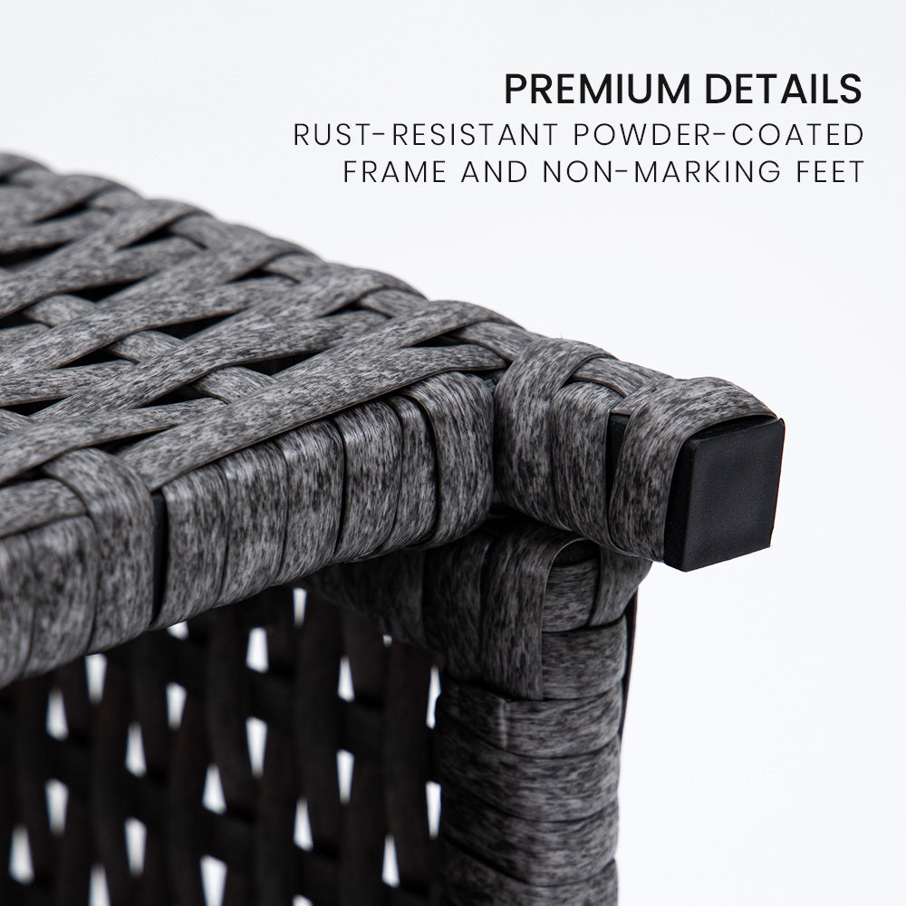 9 Piece Outdoor Dining Table Furniture Wicker Set, Grey