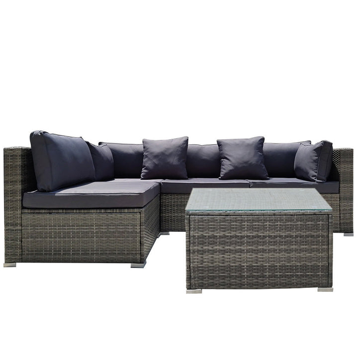 5 Piece 4 Seater Outdoor Modular Lounge Setting with Coffee Table, Grey
