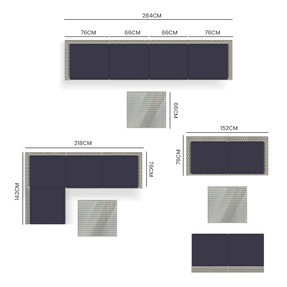 5 Piece 4 Seater Outdoor Modular Lounge Setting with Coffee Table, Grey