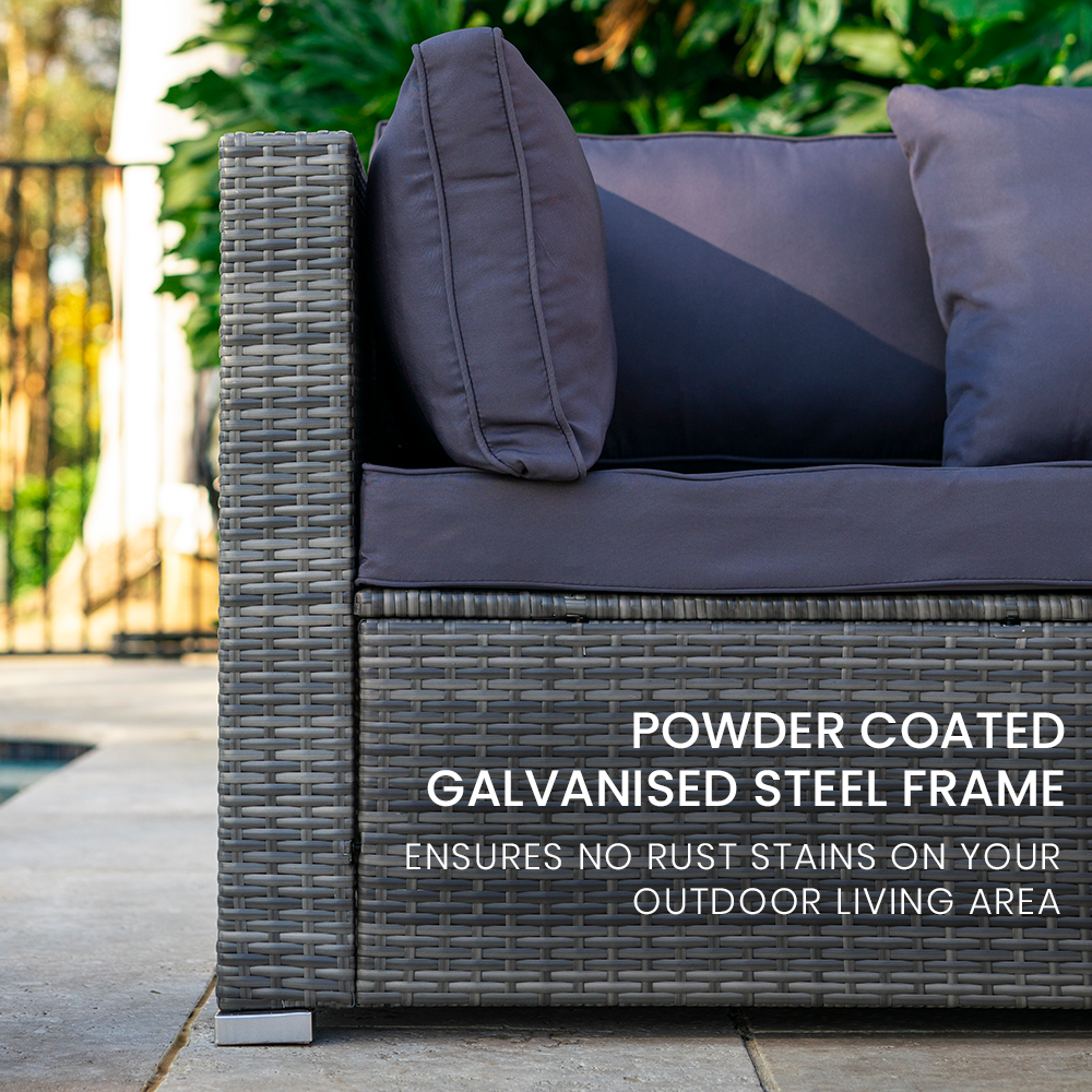 5 Seater Modular Outdoor Lounge Setting with Coffee Table, Grey