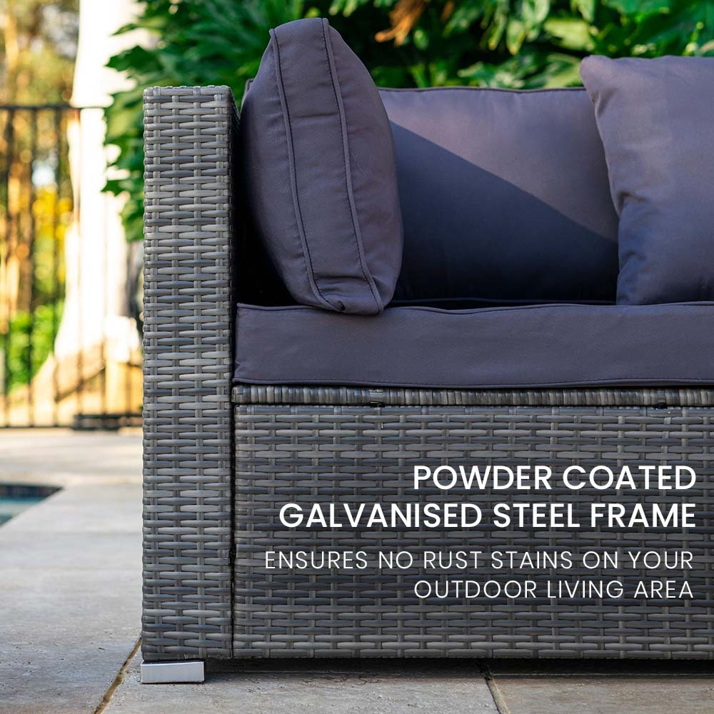 5 Seater Modular Outdoor Lounge Setting with Coffee Table, Ottoman, Grey