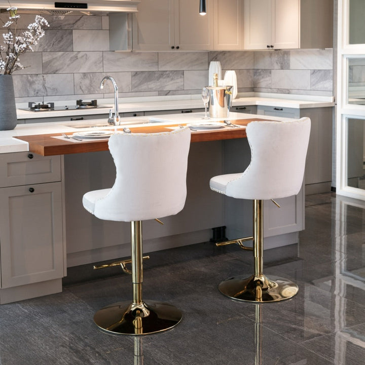 2x Height Adjustable Swivel Bar Stool  with Footrest