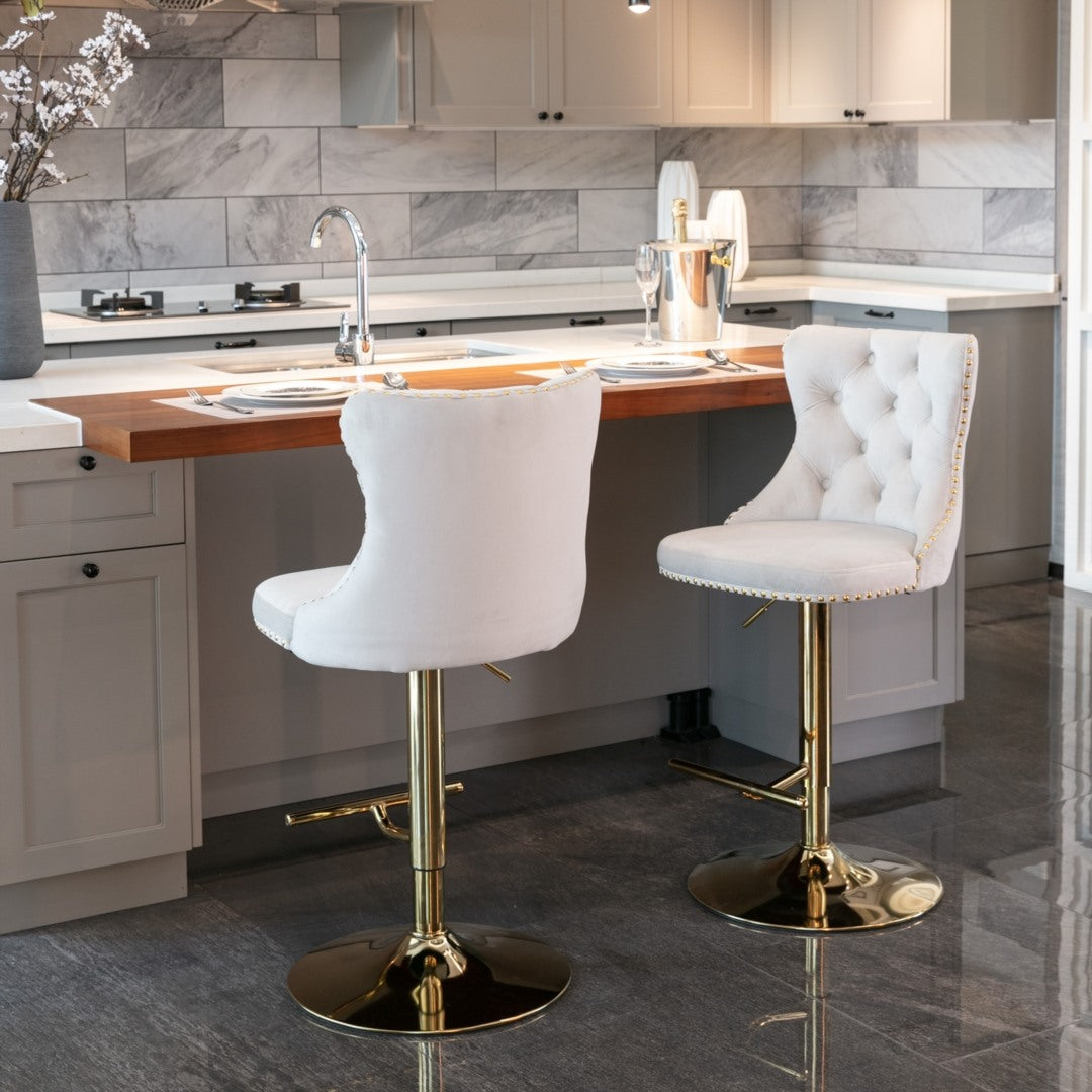 2x Height Adjustable Swivel Bar Stool  with Footrest
