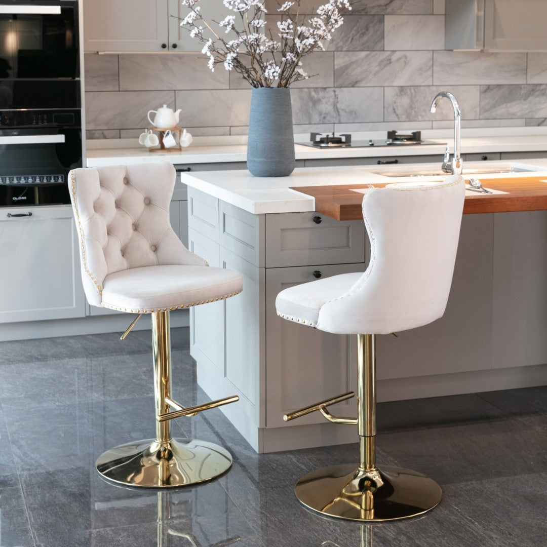 2x Height Adjustable Swivel Bar Stool  with Footrest