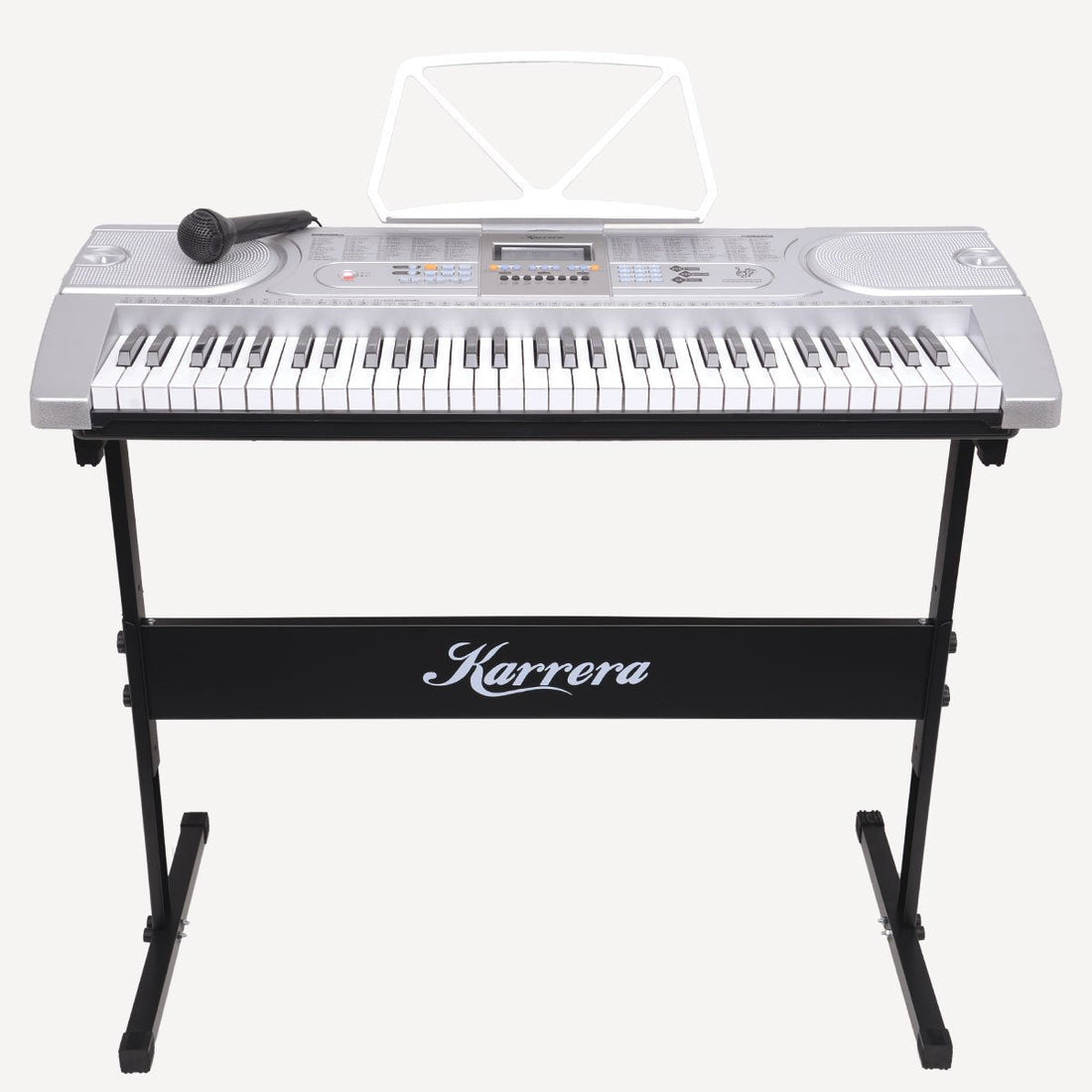 61 Keys Electronic Keyboard Piano with Stand - Silver