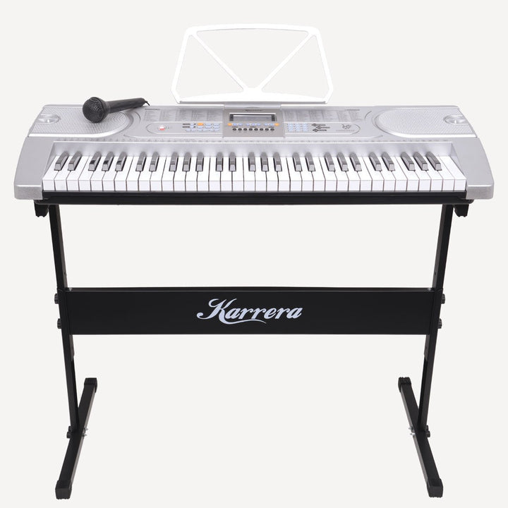 61 Keys Electronic Keyboard Piano with Stand - Silver