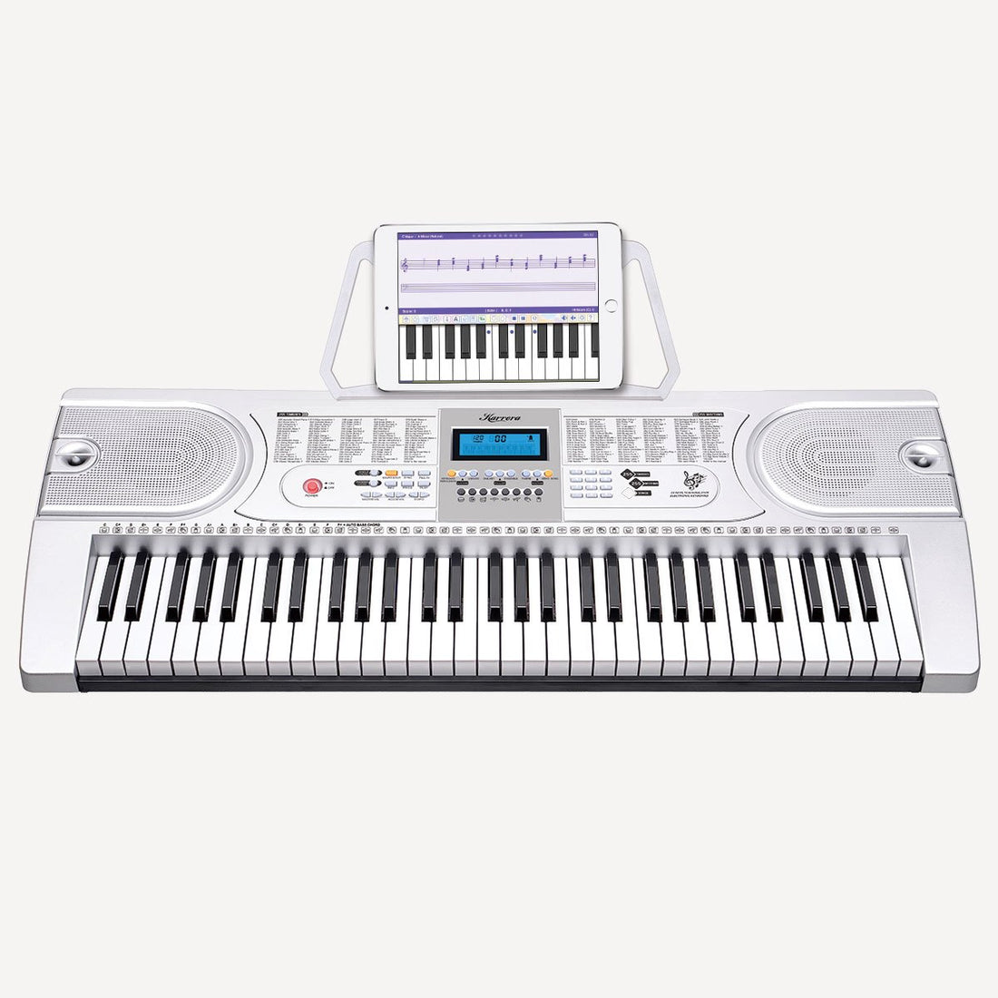 61 Keys Electronic Keyboard Piano with Stand - Silver