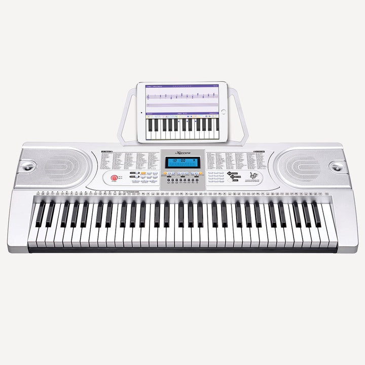 61 Keys Electronic Keyboard Piano with Stand - Silver