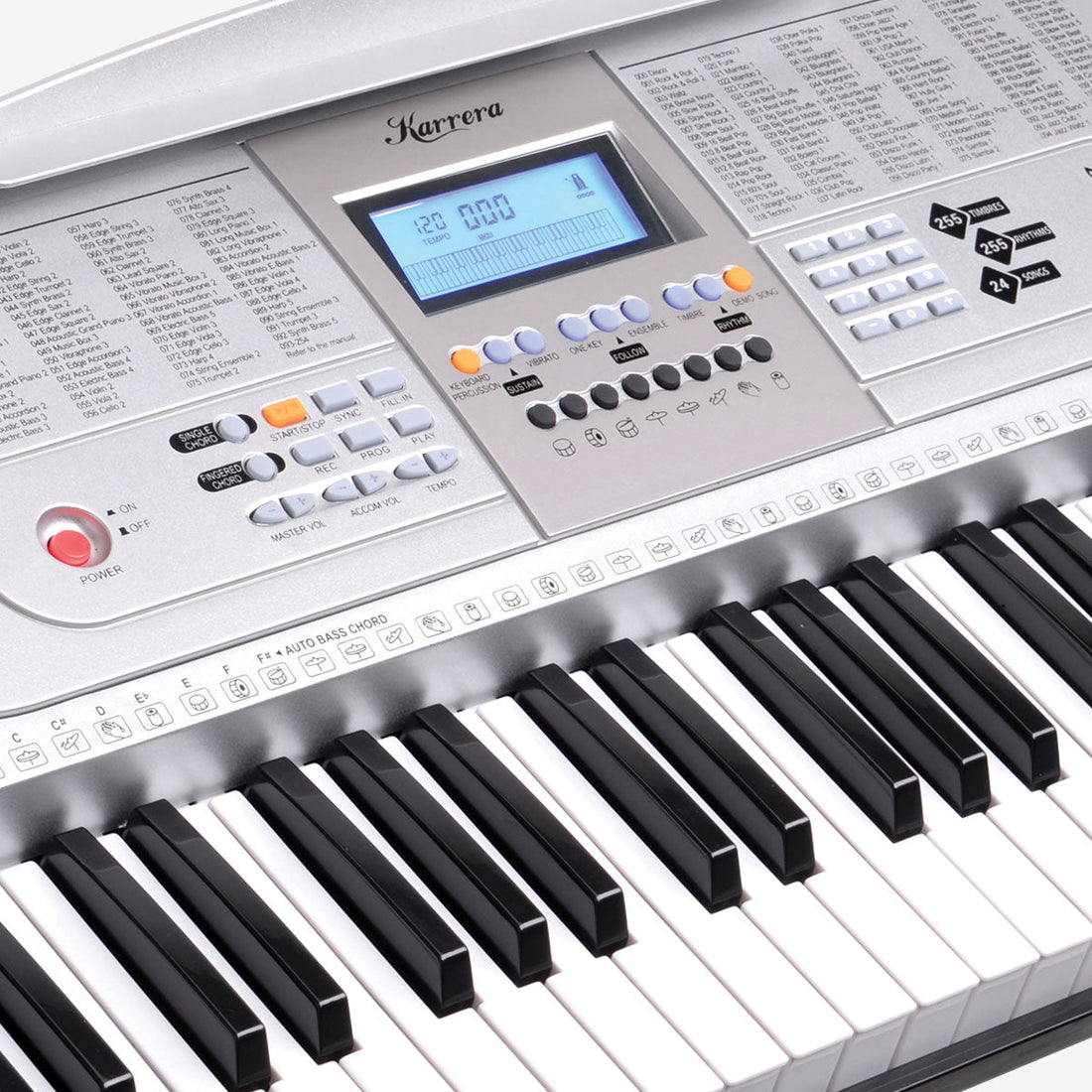 61 Keys Electronic Keyboard Piano with Stand - Silver