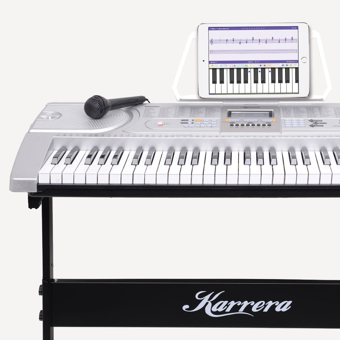 61 Keys Electronic Keyboard Piano with Stand - Silver